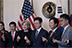 Secretary Nelson welcomes a group from South Korea to the Capitol.